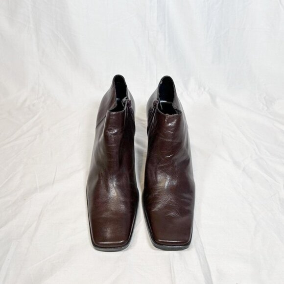 Vintage Y2K Bandolino Brown Leather Square Toe Shooties Booties Ankle Boots~8~ - Picture 3 of 7